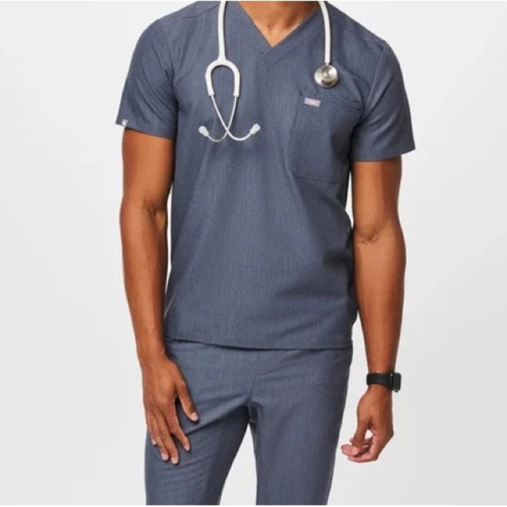 FIGS Heather Denim Scrub Set